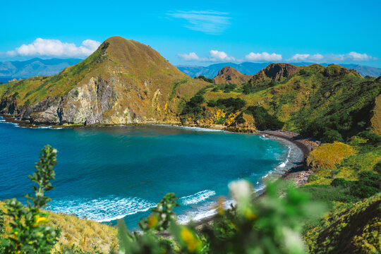 Traveler with amazing view of Landscape at Padar island in Komodo National Park, Indonesia