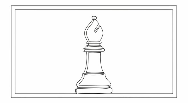Minimalist Single Line Drawing of a Chess Bishop Piece on White Background