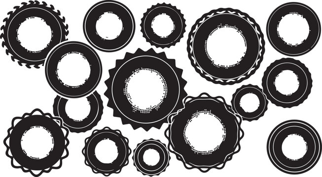 Black and white gears and circles illustration