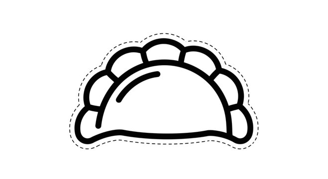 Hand-drawn Outline Icon of a Dumpling or Empanada, Vector Food Illustration