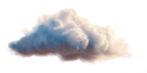Realistic white cloud with blue and white tones isolated on transparent background, fluffy cumulus atmospheric weather element for design and illustration, transparent png file © Anna Nasiedkina