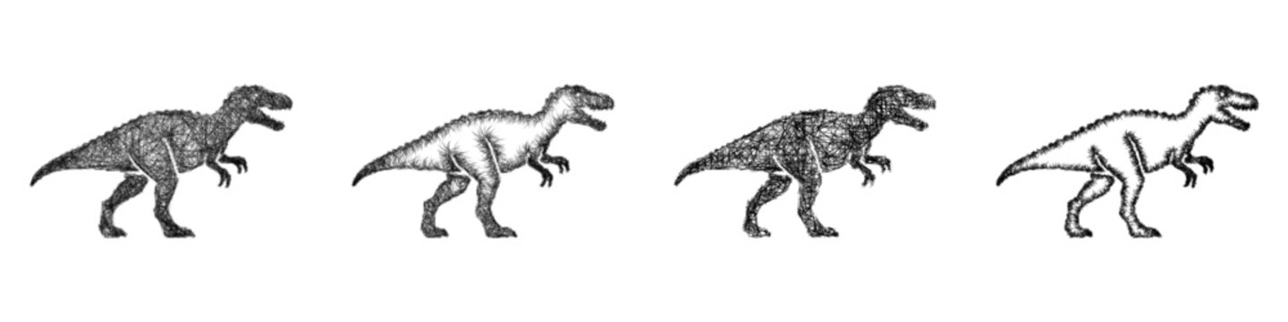 Sketch allosaurus icon design set