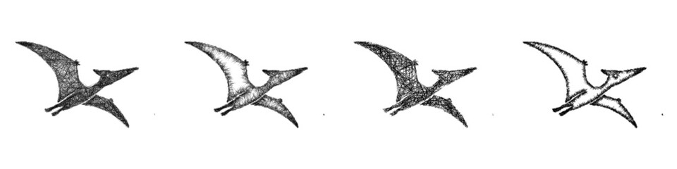 Sketch pterosaur icon design set © David Zydd