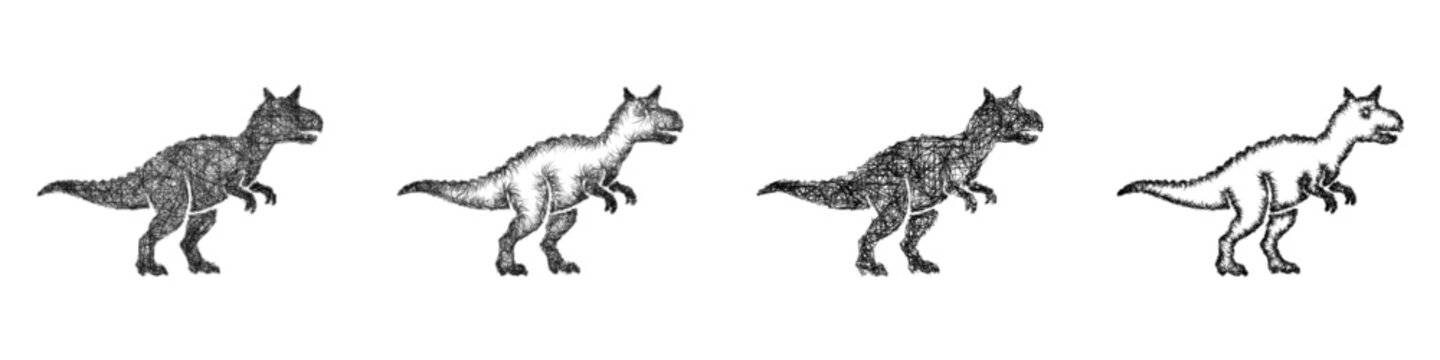 Sketch carnotaurus icon design set