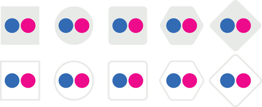 Flickr Photo Sharing Photography Platform Icon. Social media design concept. Set of Flickr logos. Social media app. Popular online photo-sharing site platform