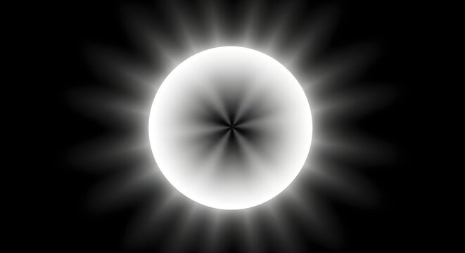 Glowing white orb with radiant burst of light on dark background