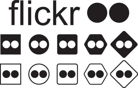 flickr logo icon. Flickr Photo Sharing Photography Platform Icon. Social media design concept. Set of Flickr logos. Social media app. Popular online photo-sharing site platform