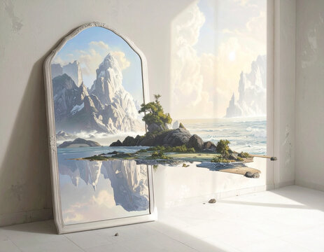 Portail miroir vers le paysage de l'&icirc;le