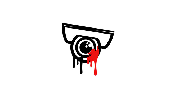 Surveillance Camera Eye Bleeding Red Liquid Symbolizing Danger.