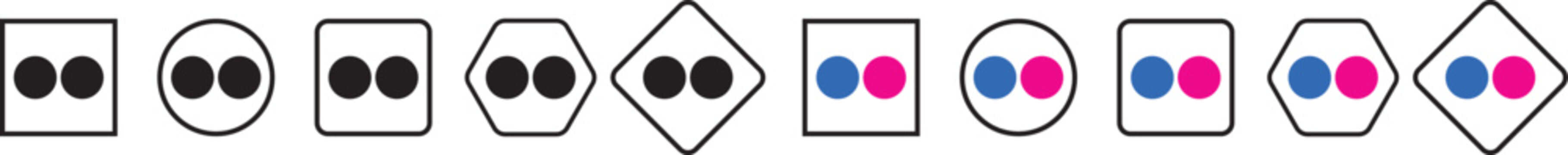 flickr logo icon. Flickr Photo Sharing Photography Platform Icon. Social media design concept. Set of Flickr logos. Social media app. Popular online photo-sharing site platform