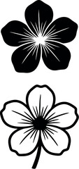 Obraz premium Minimalist Black and White Cherry Blossom Floral Vector Icons Set with Solid and Line Art Outline Designs for Spring Decoration and Patterns