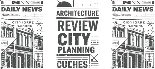 Naklejka premium Architectural review city planning daily news with building facades and architecture