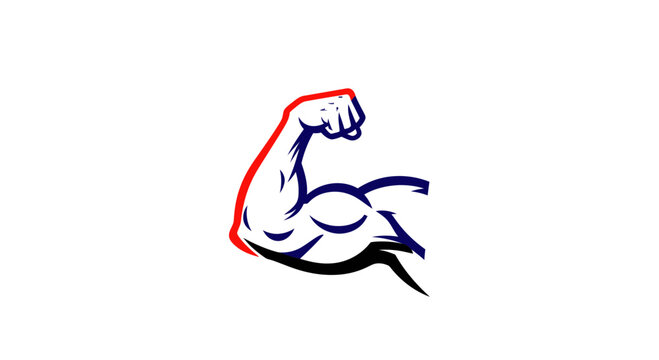 Strong Biceps Flexing Arm Silhouette - Fitness and Strength Concept
