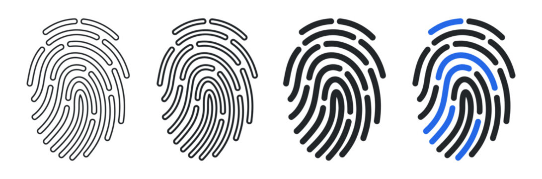 Fingerprint Scanner Vector Icon Sheet Collection &ndash; Biometric Security Authentication Identity Access Touch ID Cyber Protection UI UX App Web Outline Solid Icons Set