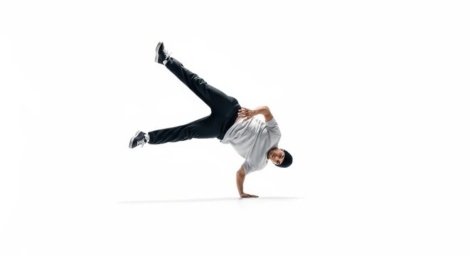 Young Man Performing Breakdance Move