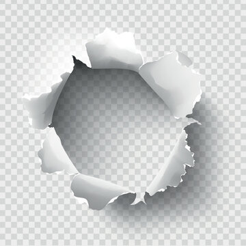 ragged Hole torn in ripped paper on transparent background