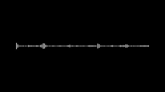 Dynamic white audio visualizer music sound wave animation on black background, abstract audio wave digital frequency, sound wave animated audio waveform spectrum animation, 4k digital wave.