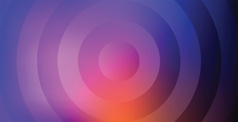 Concentric circle background with purple blue and orange gradients creating layered depth through rounded geometric shadow shapes. © Designishkul