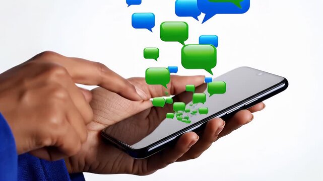Close-Up View of a Blue-Sleeved Hand Grasping a Modern Smartphone Device