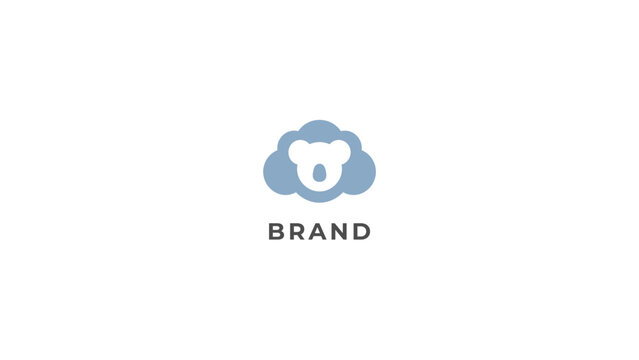 Cute fluffy cloud shaped animal logo with text 'BRAND' - adorable cartoon graphic