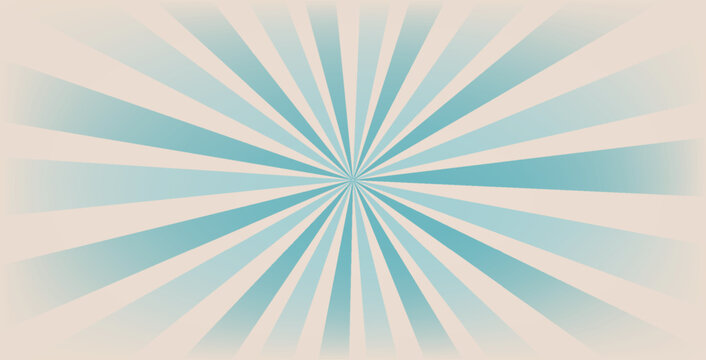Sunlight wide retro faded background. Turquoise and beige color burst background. Fantasy Vector illustration. Magic Sun beam ray pattern background. Old paper. starburst wallpaper