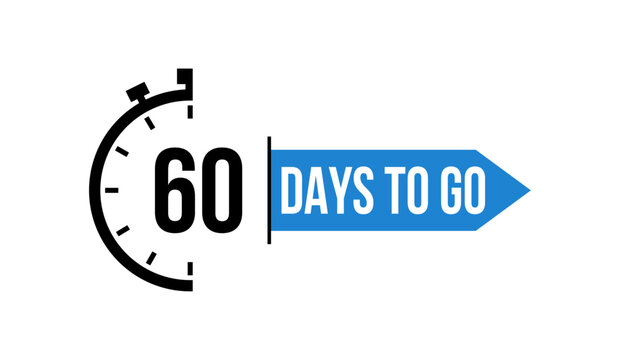 60 Days Blue Countdown Timer Icon Vector Illustration