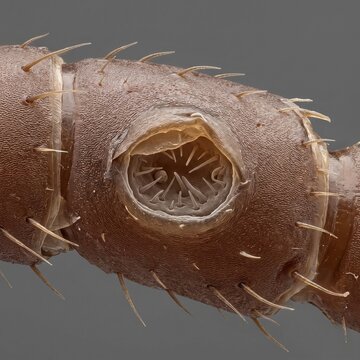 Macro detail of tick spiracular plate and chitin exoskeleton