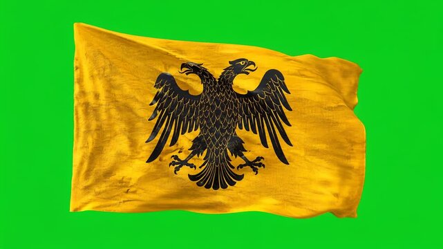 Holy Roman Empire Flag Waving on Green Screen, Former Empire Chroma Key Animation