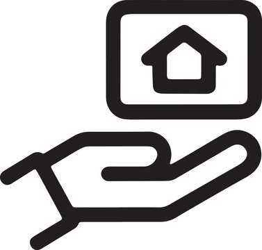 Hand holding house icon for real estate or property concept