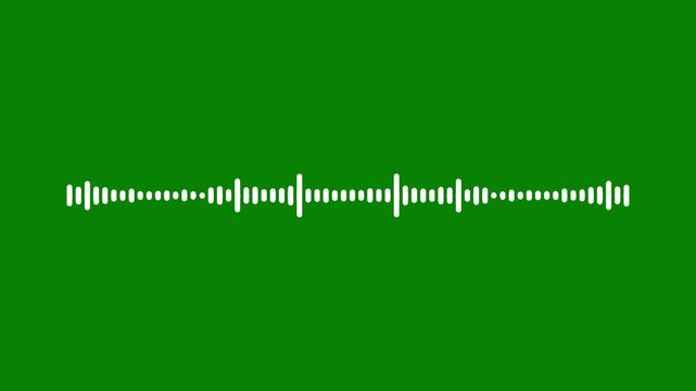 Audio bar, spectrum form white video footage of audio visualizer on green background, abstract music waves oscillation, futuristic sound wave visualization, wave form audio spectrum 4k loop.