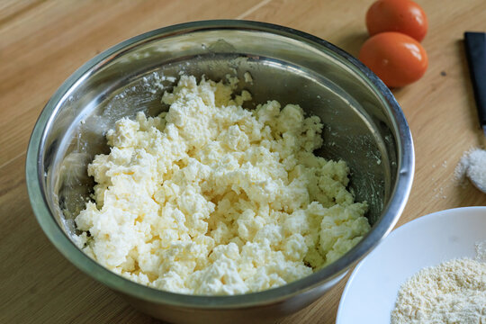 Homemade Cottage Cheese in Bowl