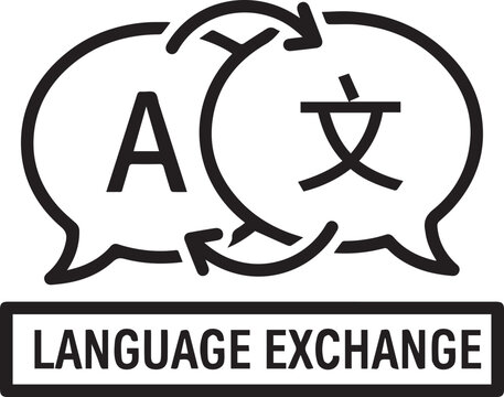 Professional Language Exchange Sign Vector Icon for Global Communication Platforms, Multilingual Learning Apps, Travel Agencies, Cultural Exchange Programs, Educational Institutions