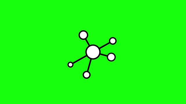 Connected dots network icon, network connection symbol animation, data, internet. HD video with chroma key, green screen for transparent background.