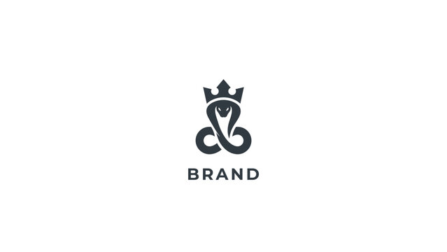 Logo Design Featuring a Stylized Cobra with a Crown, Symbolizing Royalty and Power, Alongside the Word 'BRAND'