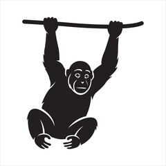 Orangutan Silhouette Vector Illustration Jungle Ape Animal © Milton