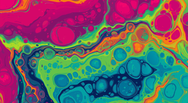 Vibrant abstract liquid art vector illustration with flowing colors and organic patterns, creating a mesmerizing modern graphic design