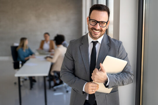 Success business man with laptop, analytics and developer for startup business website IT software