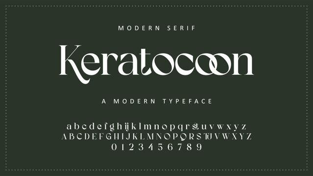 Modern Serif Font, Keratocoon Typeface, Alphabet Characters, Typography Design, Vector Text