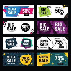 Naklejka premium Big sale banner with fifty percent off discount vector