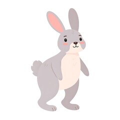 Fototapeta premium Cute cartoon rabbit standing alone.