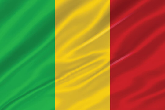 Mali National Flag Waving Satin Silk Fabric Vector Illustration