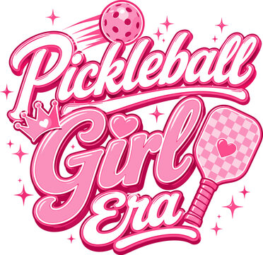 Pickleball Girl Era Cute Pink Paddle Design for Girls
