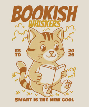 Cat reading book