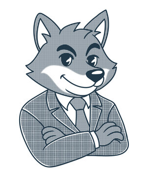 Executive wolf character illustration