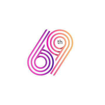 69 years anniversary celebrations logo concept