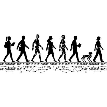 Evolution of humans with technology.