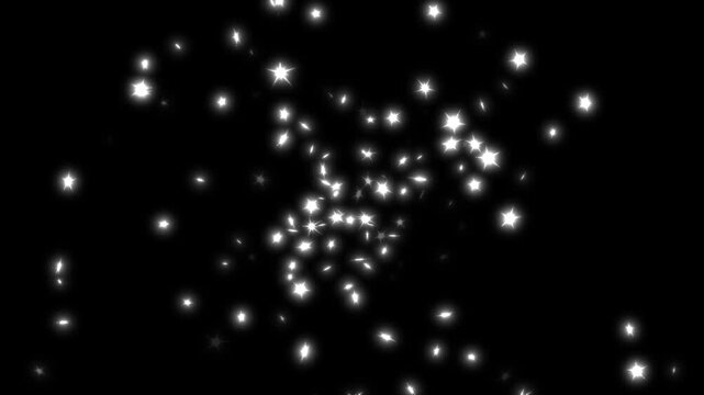 Stars isolated on black screen, glitter stars background overlay, luxury white glitter sparkles line trail, magic sparkles glitter line stars, magic dust, pixie dust path.