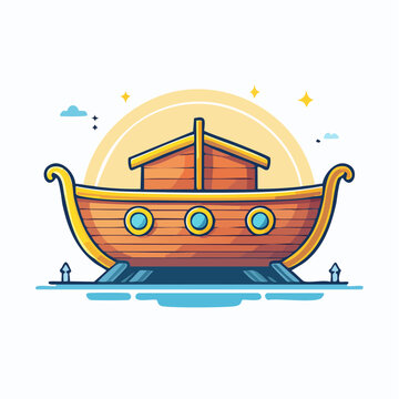 Illustration of Noah's Ark on water