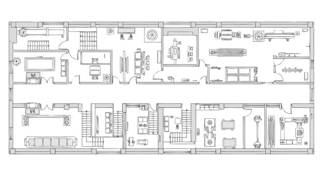 Architectural floor plan rendering showing residential apartment layout with multiple rooms furniture placement and room divisions for interior design and real estate visualization purposes