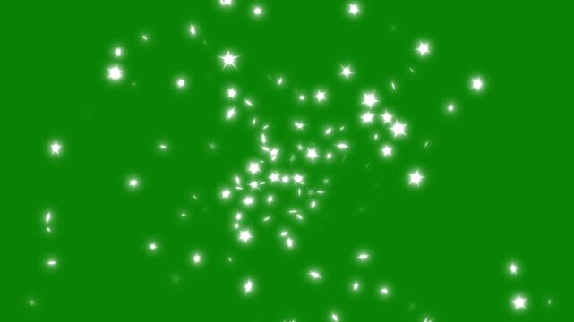 Stars isolated on green screen, glitter stars background overlay, luxury white glitter sparkles line trail, magic sparkles glitter line stars, magic dust, pixie dust path.